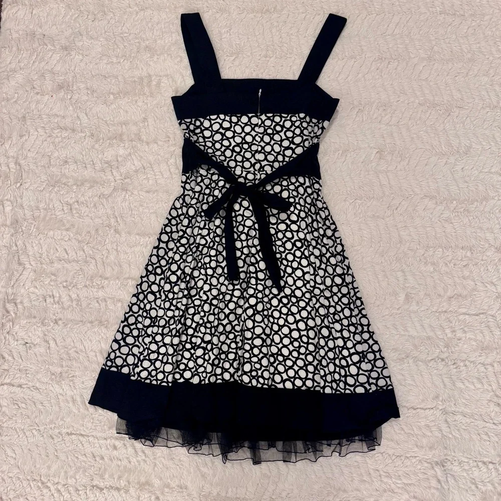 Y2k size 3 Black and White Dress with tie waist ruffle tulle bottle